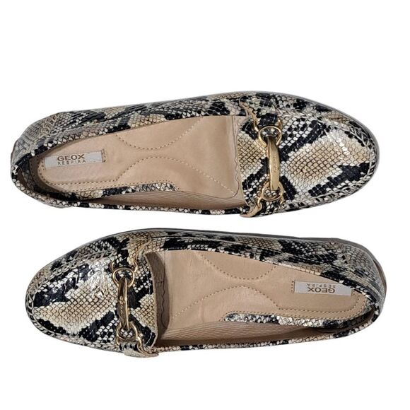 Geox Respira Phython Print Drive Moccasin Loafer Faux Leather Size 37 Biege/Mult - Picture 12 of 16